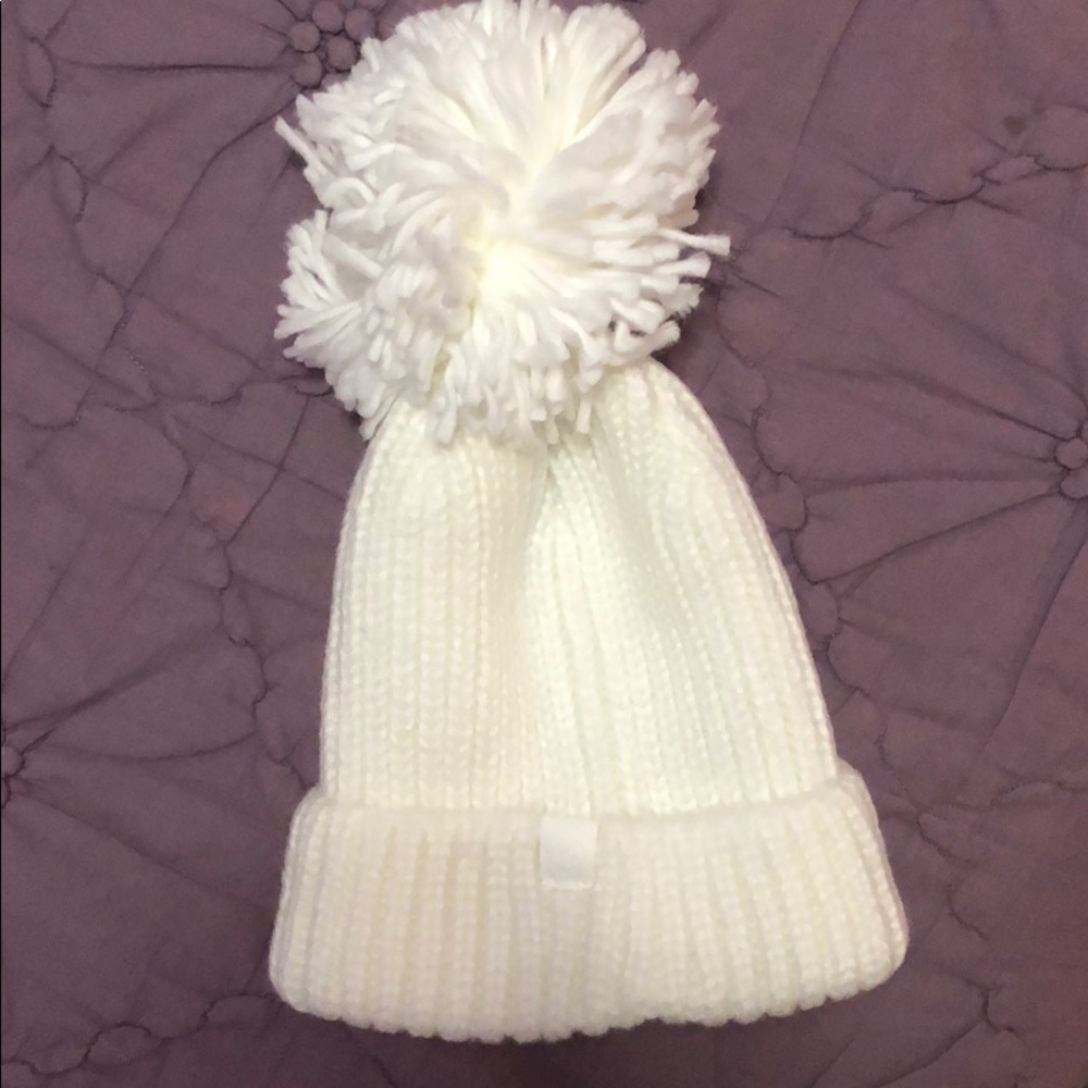 White Pom hat